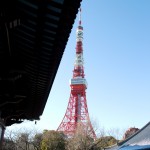 Tokyo Tower framed with buildings