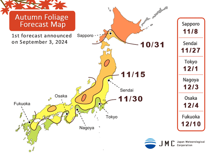 Autumn Foliage Forecast Map for 2024